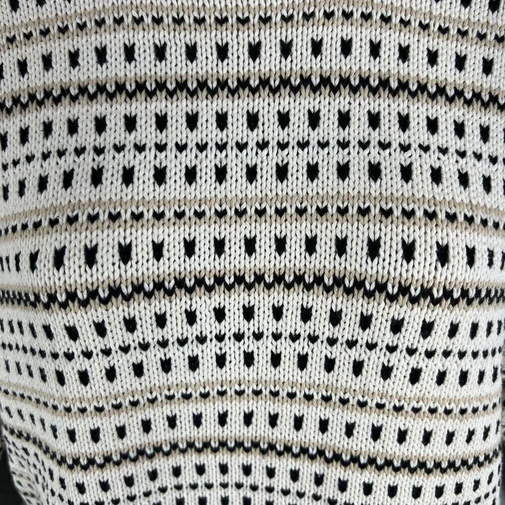 Zara Mens L Geometric Textured Knit Patterned Crewneck Sweater Vintage Inspired